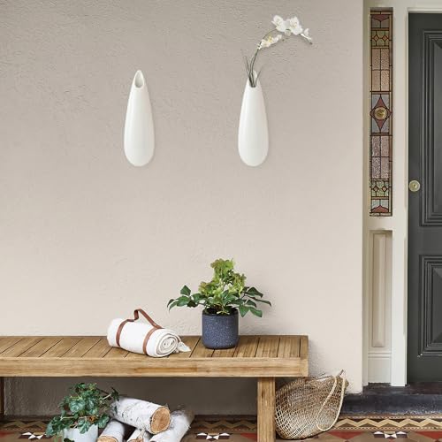 White Ceramic Wall Vases, Set of 2, 7.9 Inch, Teardrop Design - color: 2pcs-medium