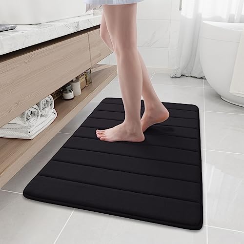 Buganda Memory Foam Bath Mat 35.4 x 24, Ultra Soft Absorbent Bathroom Rugs - color: Black, size: 35.4" X 24"