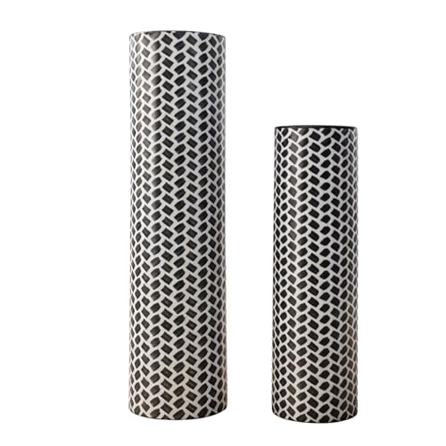 Leewadee Set of 2 Large Floor Vases Metal for Pampas Grass - color: Black, White