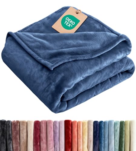 Fleece Blanket Queen Size - Ultra-Soft Flannel Fleece Blanket - Royal Blue - color: 28 - Royal Blue, size: Queen (90" x 90")