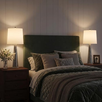 Lavish Home Table Lamps, Silver, Set of 2, 12” x 30.25”