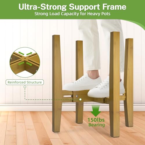 iDavosic.ly Adjustable Bamboo Plant Pot Stand, Fits 8-12 In Planter, Brown - color: Bamboo Brown, size: 1 Pack