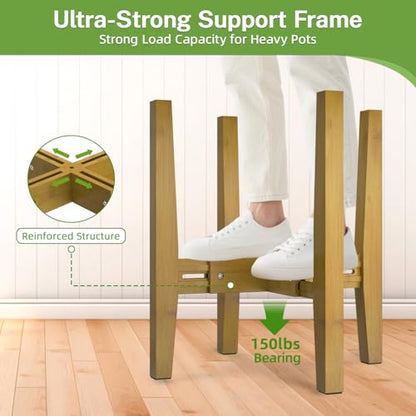 iDavosic.ly Adjustable Bamboo Plant Pot Stand, Fits 8-12 In Planter, Brown - color: Bamboo Brown, size: 1 Pack