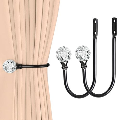 Groleca U Shaped Metal Curtain Holdbacks, Curtain Tiebacks, 2 Pack, Black - color: Black