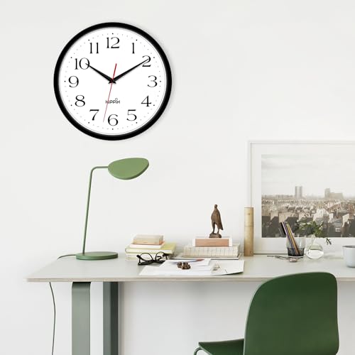 HIPPIH 10 Inch Wall Clock, 2Pack Silent Non Ticking Battery Operated Clocks - color: With Red Second Hand, size: 10 inches