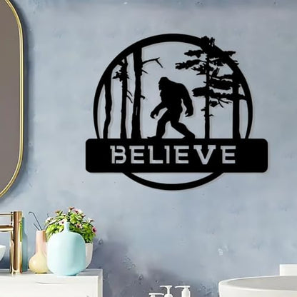 DUOOLN Big Foot Sasquatch Metal Wall Decor Art, Mountain Hunting Home Sign - color: Black - Big Foot Sasquatch
