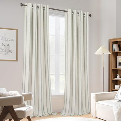 DriftAway Farmhouse Stripe Blackout Curtains Grommet, W52xL102, Loden Green - color: G Loden Green Stripe, size: 52"W x 102"L (Pack of 2)