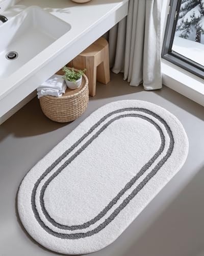 DEXI Oval Bath Mats for Bathroom Non Slip, 43x24 Bath Mat, Dark Grey - color: Dark Grey, size: 43" X 24" (Oval)