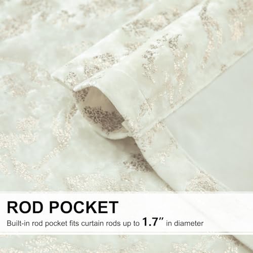 Leeva Scalloped Valance for Window, Floral Foil Print Curtain Topper for Bedroom Living Room, 52" x 18" Rod Pocket Valance, White - color: White