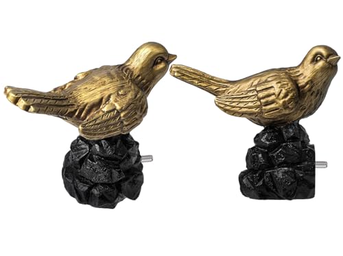 1 or 7/8 Inch Bird-Shaped Decorative Finials for Curtain Rods,Curtain Rod Ends Metal Curtain Rod Finials Ends Easy to Install Set of 2 Rod End (Gold) - color: Gold