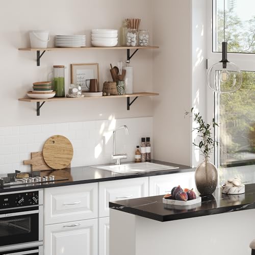 DINZI LVJ Long Wall Shelves, 47.3Inch Wooden Floating Shelves with Brackets - color: Natural, size: 47.3 Inch