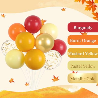 60pcs 12inch Fall Balloons with Burgundy Gold Burnt Orange Balloons - color: Burnt Orange Burgundy