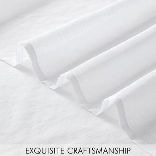 MIULEE Semi White Linen Textured Sheer Curtains 54W×63L Rod Pocket 2 Panels - color: White, size: 54"W x 63"L (Pack of 2)