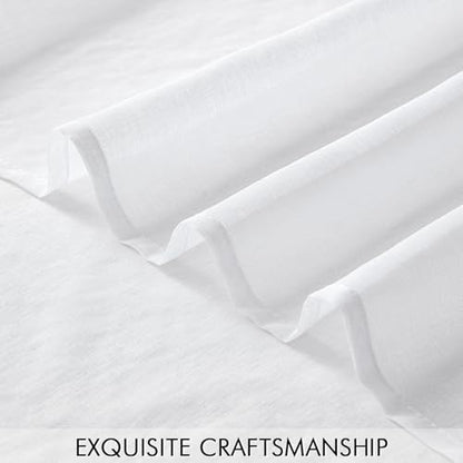 MIULEE Semi White Linen Textured Sheer Curtains 54W×72L Rod Pocket 2 Panels - color: White, size: 54"W x 72"L (Pack of 2)