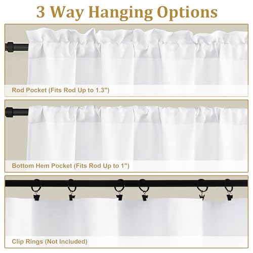 Lecloud White Curtains for Bedroom 54 Inch Length 2 Panels Set - color: White, size: 30"W x 54"L (Pack of 2)