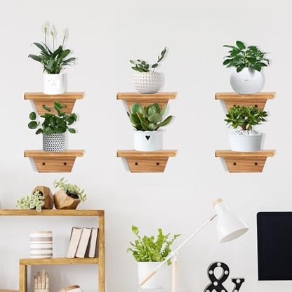 Small Wall Shelves,Speaker Shelf,Floating Shelf Trapezoid for Wifi Router - color: Carbonized Brown, size: Set of 4