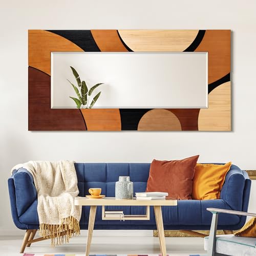 Empire Art Direct Curved Elegance Hand Made Solid Paulownia Wood Beveled Leaner Mirror, Ready to Hang, Living Room, Bedroom & Office, 78.8"x39.4"x1.6" - style: Curved Elegance