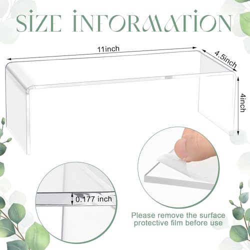 Shellwei 4 Pcs 11 Inch Acrylic Display Risers Rectangular Clear Cupcake Stand Holder Large Shelf Risers for Figures, Dessert Shelves for Party, Stands for Decoration and Organize(11'' x 4.5'' x 4'') - size: 11'' X 4.5'' X 4''