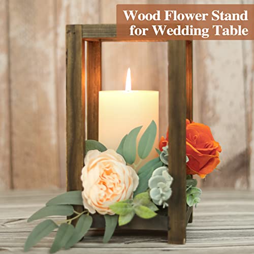 12 Pcs Wooden Lantern Centerpiece, Rustic Wedding Table Decoration, Farmhouse Decor, Candle Holder, Country Barn Gift (No Assembly Required)