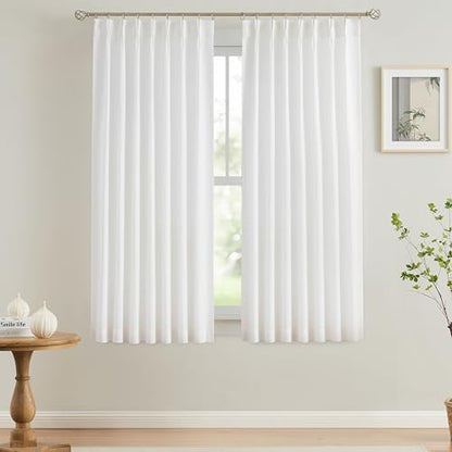 Vision Home White Pinch Pleated Semi Sheer Curtains 40Wx72Lx2 - color: White/Pinch, size: 40"W x 72"L (Pack of 2)