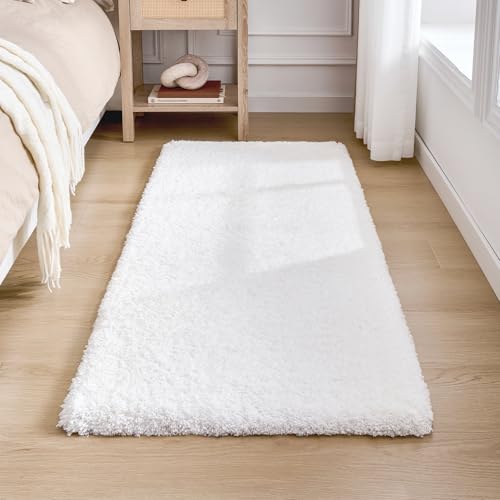 Disolla White Bathroom Rugs 24x48, Microfiber Non-Slip Plush Thick Bath Mat - color: White, size: 2' x 4' (24''x48'' Bathroom Rug)