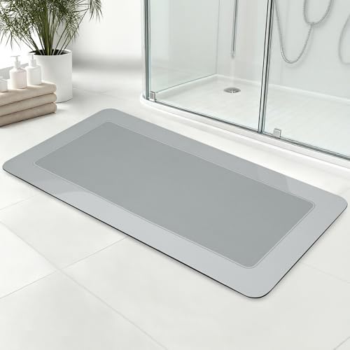 ArtyCozy Super Absorbent Stain Resistant Soft Bath Mat, Grey, 17'' × 35'' - color: Grey, size: 17"×35"