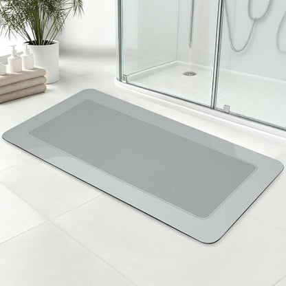 ArtyCozy Super Absorbent Stain Resistant Soft Bath Mat, Grey, 17'' × 35'' - color: Grey, size: 17"×35"