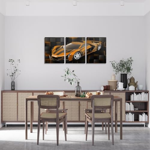 Feelyou Race Car Wall Art 12" x 16" x 3 - color: Deep Orange