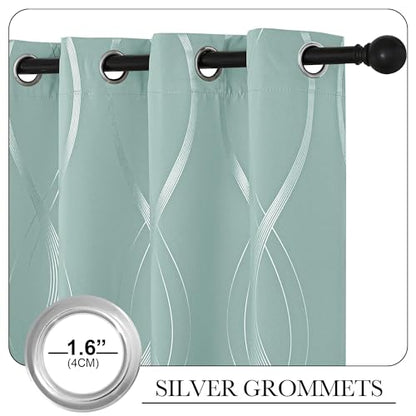 NICETOWN Aqua Blue Floral Blackout Curtain Panels 84 inches 2 Pieces - color: 1 - Aqua Blue, size: 52"W x 84"L (Pack of 2)