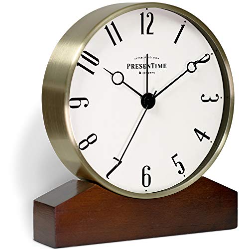 Presentime Mozart Mantel Alarm Clock - color: Hamilton Gold Finish, size: 6*5.5 inch