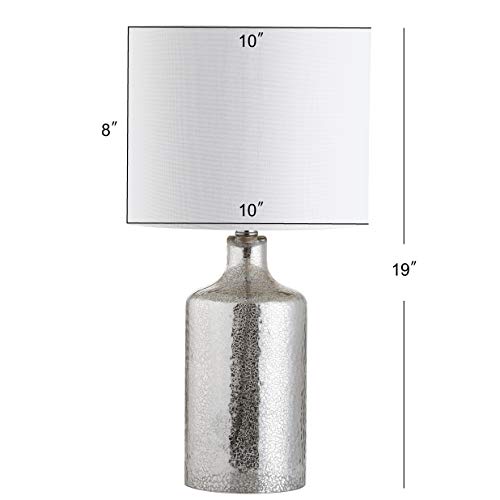 Safavieh Lighting Collection Danaris Silver/ Ivory 19-inch Bedroom Living Room Home Office Desk Nightstand Table Lamp (LED Bulb Included)