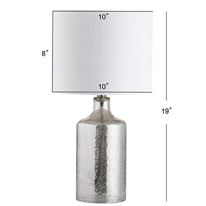 Safavieh Lighting Collection Danaris Silver/ Ivory 19-inch Bedroom Living Room Home Office Desk Nightstand Table Lamp (LED Bulb Included)