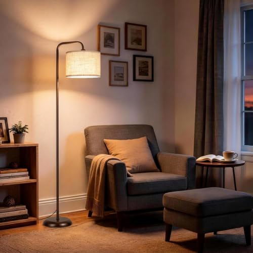 TJOY Floor Lamp,Black Brown Floor Lamp for Living Room with 3 CCT Bulb - color: Black Brown