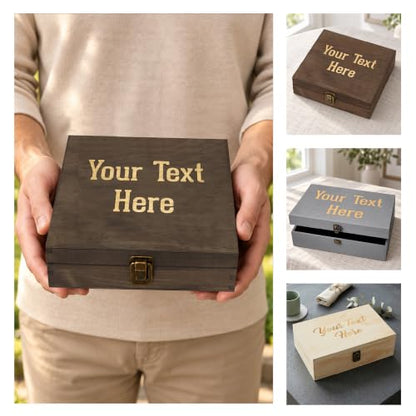 Personalized Wooden Keepsake Box, Custom Engraved Memory Box with Lid - style: 1. Your Text Here