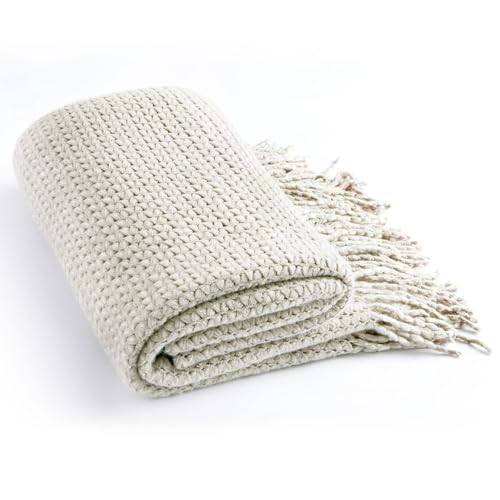 Blagic Wheat Textured Knit Throw Blanket for Couch,Grey and White,60"x80" - color: F-grey & White, size: 60 × 80 in
