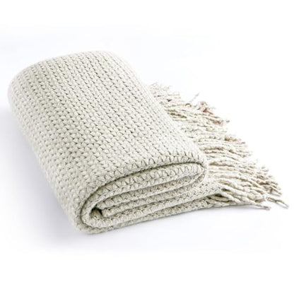 Blagic Wheat Textured Knit Throw Blanket for Couch,Grey and White,60"x80" - color: F-grey & White, size: 60 × 80 in