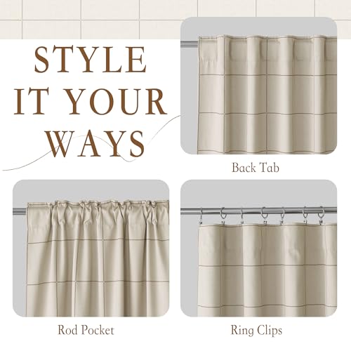 NICETOWN 100% Blackout Taupe Plaid Curtains for Bedroom, W52xL90, 2 Panels - color: Taupe, size: 52"W x 90"L (Pack of 2)