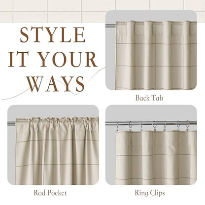 NICETOWN 100% Blackout Taupe Plaid Curtains for Bedroom, W52xL90, 2 Panels - color: Taupe, size: 52"W x 90"L (Pack of 2)