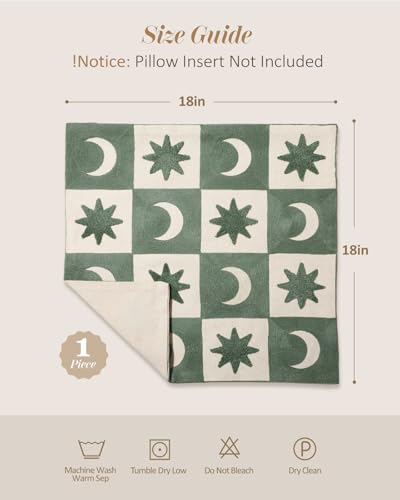 Embroidered Throw Pillow Cover 18x18 Inch, Star Moon Grid - color: Star Moon Grid, size: 18" x 18" (Pack of 1)