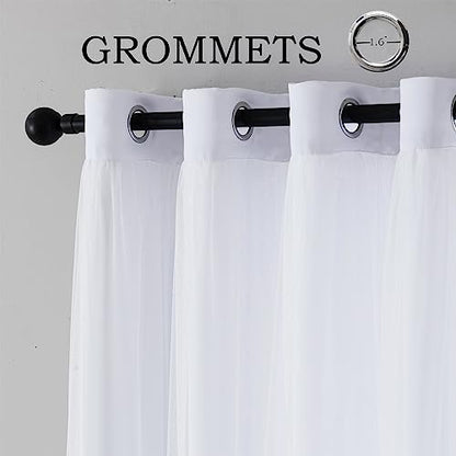 INLINAS Blackout Curtains with Sheer Overlay, Greyish White, 52x96 Inches - color: Greyish White, size: 52"W x 96"L (Pack of 2)