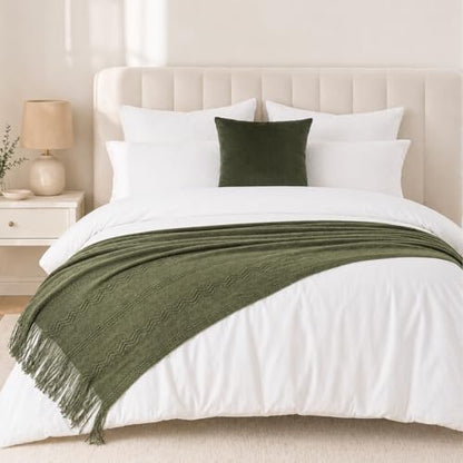 BATTILO HOME Olive Green Throw Blanket for Couch, 50"x60" - color: Army Green, size: 50 x 60 in.