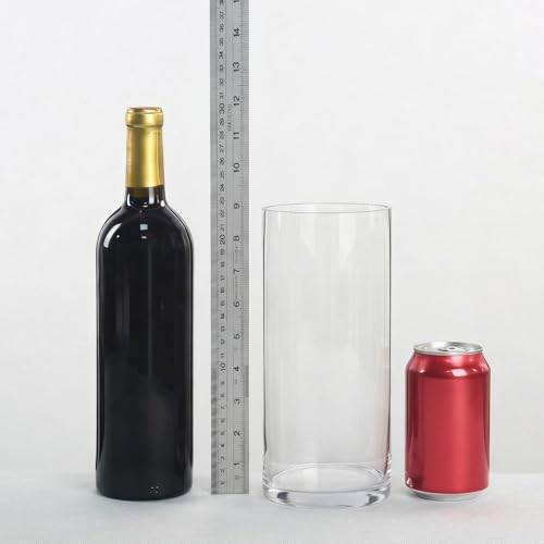 CYS Excel Clear Glass Cylinder Vase (H:9" D:4") Flower Vase Centerpieces Hurricane Floating Candle Holder - size: H-9" D-4"