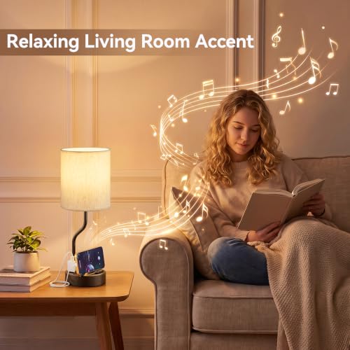Fenmzee Bedside Lamps for Bedroom Set of 2-18" Brown Table Lamp for Desk - color: Cream & Coffee