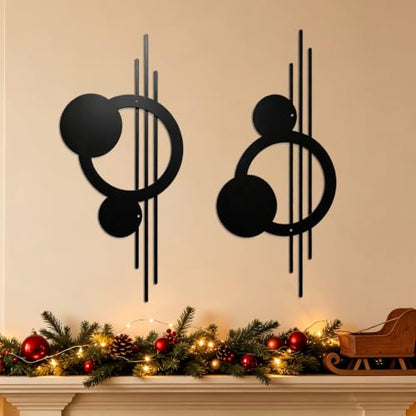 ELENWYNN Metal Wall Decor Art,Large Modern Geometrical Sculpture of Bedroom - color: 2-Pcs Abstract Geometry