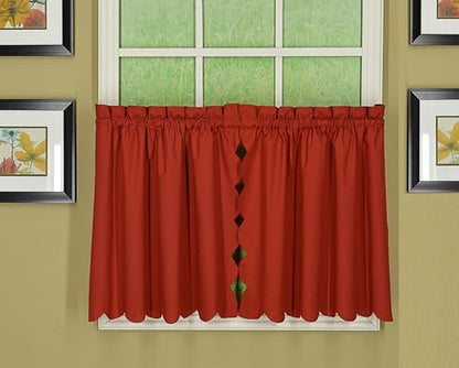 Today's Curtain, Orleans Scallop Curtain, Brick Red 24" Tier Pair, 60" W x 24" L, Brick Red - color: Brick Red, size: 60"W x 24"L (Pack of 1)