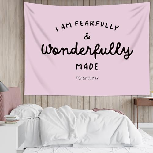 WEENEO Pink Christian Tapestry for Girls Bedroom,Bible Verse,60x40 Inch - color: Pink, size: 40"L x 60"W