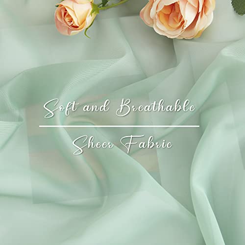 NICETOWN Voile Sheer Scarf Valances for Windows, 216" Extra Long Window Dressings for Anniversary/Wedding Design, Sage Green, 60" Wide, 2 Pieces - color: Sage Green