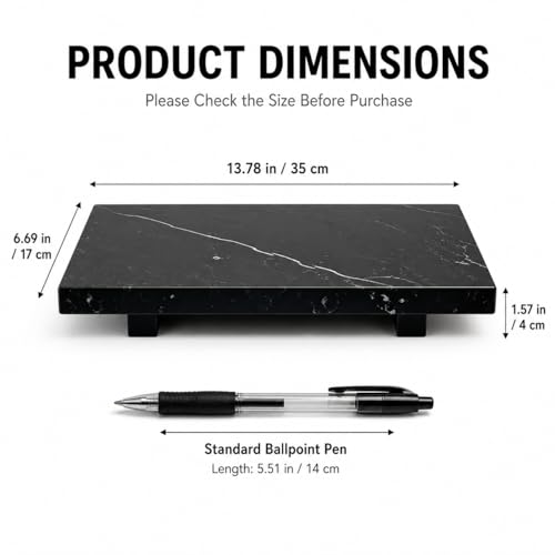 Black Marble Large Pedestal Tray for 13.8 in - color: Black Marble-13.8 in