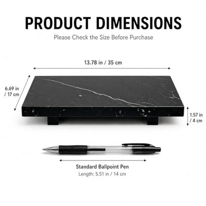 Black Marble Large Pedestal Tray for 13.8 in - color: Black Marble-13.8 in