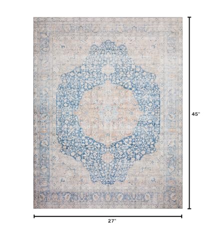 Loloi Layla Blue/Tangerine 2'-3" x 3'-9" Accent Rug - color: Blue / Tangerine, size: 2'3" x 3'9" (Rectangular)
